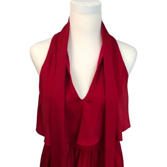BCBGMaxAzria Celline Flowy Blouse in Sangria Red - Neck Tie - Sz S - Picture 8 of 12